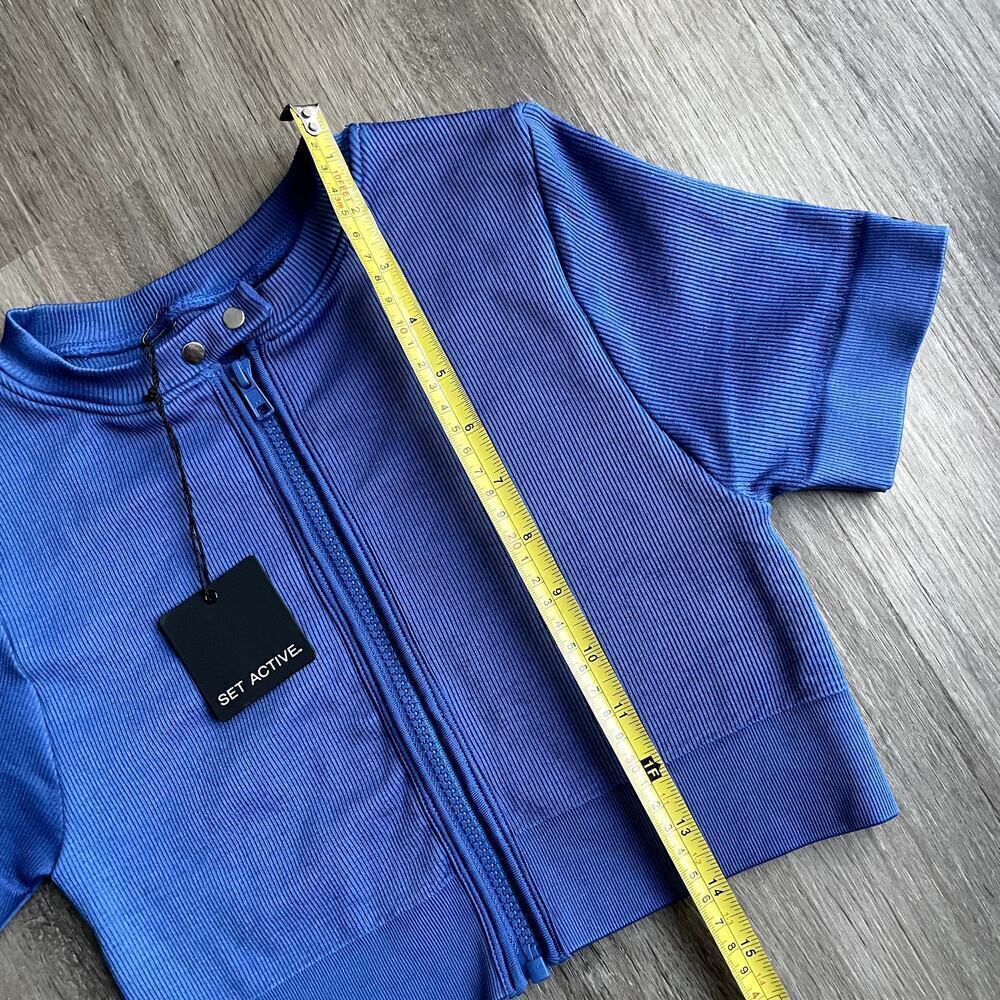 NWT SET Active Moto Zip Top in Cobalt Small​​​​ - Picture 3 of 4
